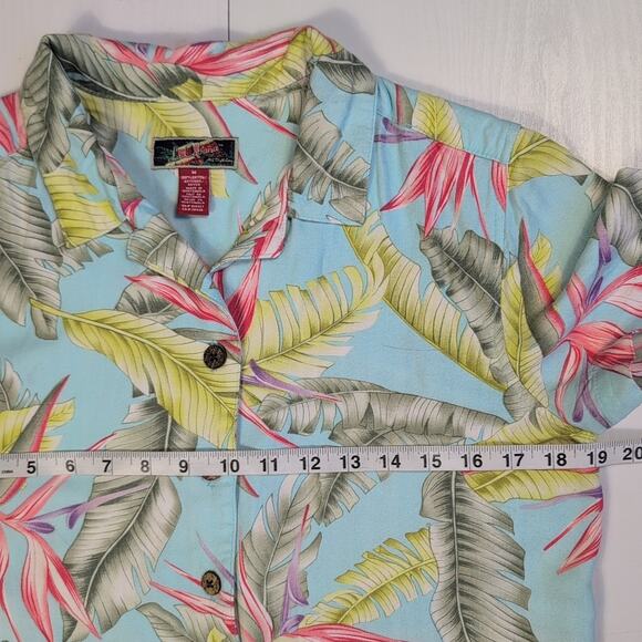 La Cabana Hawaiian Shirt Men’s M Blue Floral Rayon Button Down Tropical - Picture 6 of 10